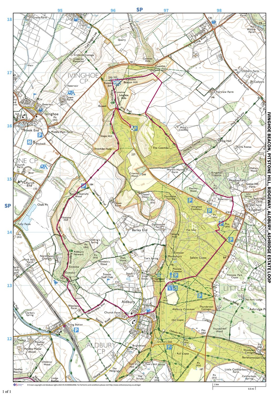 Map of the Ivinghoe Beacon and Ashridge Estate Walk